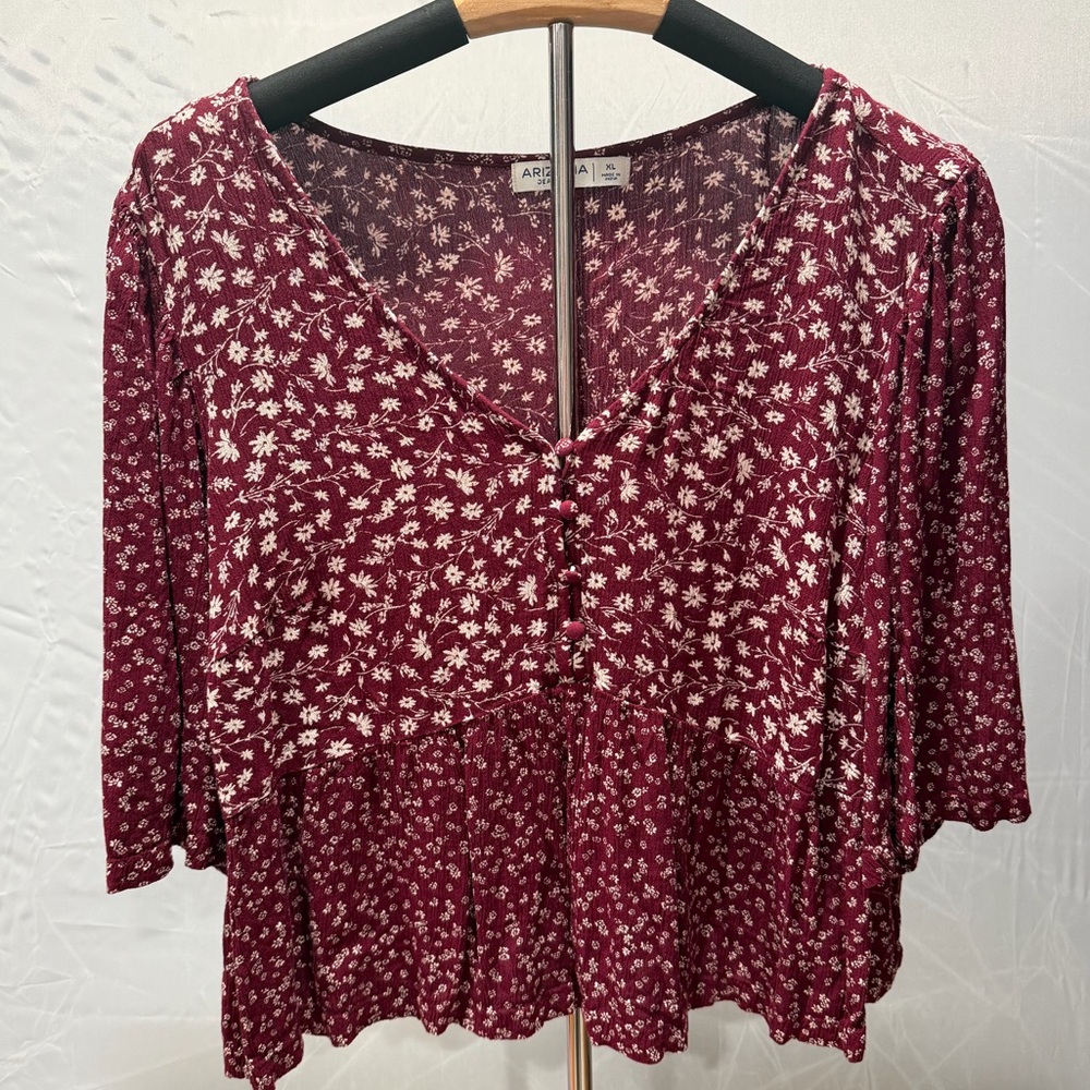 Arizona Jeans floral babydoll crop top